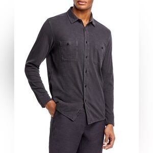 Faherty Seasons Regular Fit Long Sleeve Gray Cotton Knit Button Down Shirt Sz L